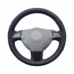 Black Faux Leather Car Steering Wheel Cover for Opel Astra (H) Signum - Dark Brown Thread