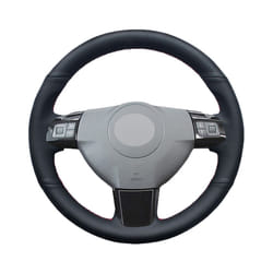 Black Faux Leather Car Steering Wheel Cover for Opel Astra (H) Signum - Dark Brown Thread