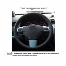 Black Faux Leather Car Steering Wheel Cover for Opel Astra (H) Signum - Dark Brown Thread