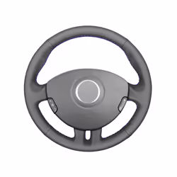 Black PU Faux Leather DIY Hand-stitched Car Steering Wheel Cover for Renault - Black Thread