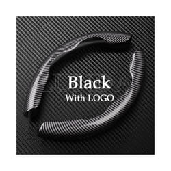 1Pair Car Steering Wheel Cover 38cm Anti Slip Carbon Fiber Steering Wheel - Black for Audi