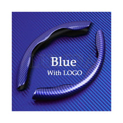 1Pair Car Steering Wheel Cover 38cm Anti Slip Carbon Fiber Steering Wheel - Blue for Audi