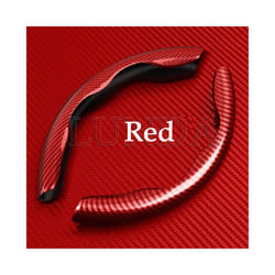 1Pair Car Steering Wheel Cover 38cm Anti Slip Carbon Fiber Steering Wheel - Red