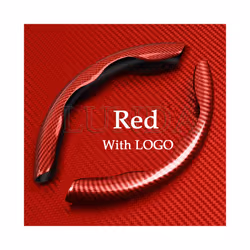 1Pair Car Steering Wheel Cover 38cm Anti Slip Carbon Fiber Steering Wheel - Red for Audi