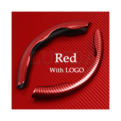 1Pair Car Steering Wheel Cover 38cm Anti Slip Carbon Fiber Steering Wheel - Red for Audi