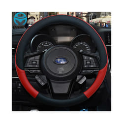 Leather Car Steering Wheel Cover Anti-slip for Subaru Forester Legacy - Red