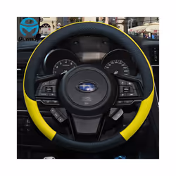Leather Car Steering Wheel Cover Anti-slip for Subaru Forester Legacy - Yellow