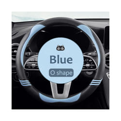 Car Steering Wheel Cover Leather Universal Carbon Fiber Pattern Anti-slip - Blue O Type1