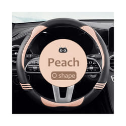 Car Steering Wheel Cover Leather Universal Carbon Fiber Pattern Anti-slip - Peach O Type1