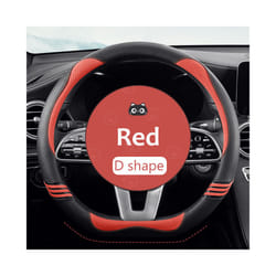 Car Steering Wheel Cover Leather Universal Carbon Fiber Pattern Anti-slip - Red D Type1