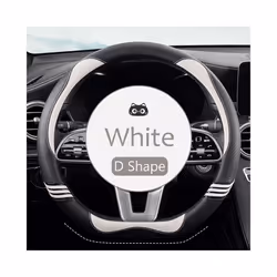 Car Steering Wheel Cover Leather Universal Carbon Fiber Pattern Anti-slip - White D Type1