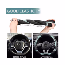 Car Steering Wheel Cover Leather Universal Carbon Fiber Pattern Anti-slip - White O Type1