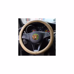 Universal 38cm Car Steering Wheel Cover Genuine Leather Braid For Steering - Beige