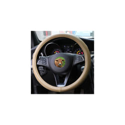 Universal 38cm Car Steering Wheel Cover Genuine Leather Braid For Steering - Beige
