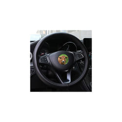 Universal 38cm Car Steering Wheel Cover Genuine Leather Braid For Steering - Black