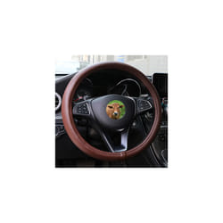 Universal 38cm Car Steering Wheel Cover Genuine Leather Braid For Steering - Brownness