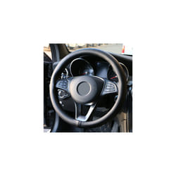 Universal 38cm Car Steering Wheel Cover Genuine Leather Braid For Steering - Carbon black