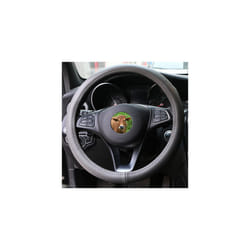 Universal 38cm Car Steering Wheel Cover Genuine Leather Braid For Steering - Gray