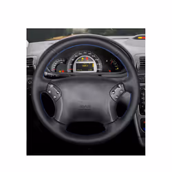 Hand-stitched Black PU Artificial Leather Car Steering Wheel Cover for - Black thread