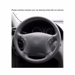 Hand-stitched Black PU Artificial Leather Car Steering Wheel Cover for - Black thread