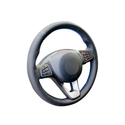 Hand-stitched Black PU Artificial Leather Car Steering Wheel Cover for - Black thread