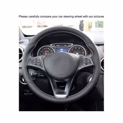 Hand-stitched Black PU Artificial Leather Car Steering Wheel Cover for - Gray thread