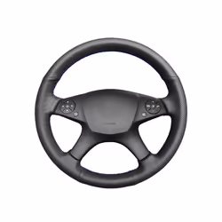 Hand-stitched Black PU Artificial Leather Steering Wheel Cover for Mercedes - Black thread