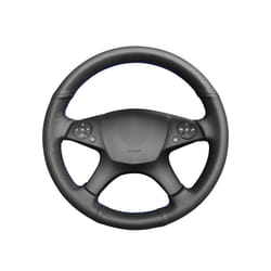 Hand-stitched Black PU Artificial Leather Steering Wheel Cover for Mercedes - Black thread
