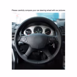 Hand-stitched Black PU Artificial Leather Steering Wheel Cover for Mercedes - Black thread