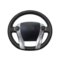 Hand-sewing Black PU Artificial Leather Car Steering Wheel Covers Wrap - Gray thread