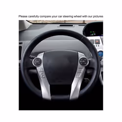 Hand-sewing Black PU Artificial Leather Car Steering Wheel Covers Wrap - Red thread