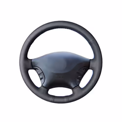Hand-stitched Black PU Artificial Leather Steering Wheel Cover for Mercedes - Black thread