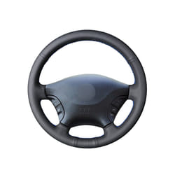 Hand-stitched Black PU Artificial Leather Steering Wheel Cover for Mercedes - Black thread