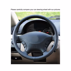 Hand-stitched Black PU Artificial Leather Steering Wheel Cover for Mercedes - Black thread