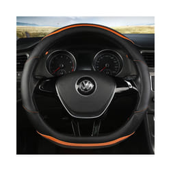 D Shape Car Steering Wheel Cover Leather for Golf K3 POLO JATTA Suzuki - D shape Orange