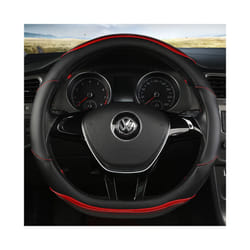 D Shape Car Steering Wheel Cover Leather for Golf K3 POLO JATTA Suzuki - D shape Red