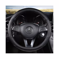 D Shape Car Steering Wheel Cover Leather for Golf K3 POLO JATTA Suzuki - O shape Black