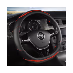 D Shape Car Steering Wheel Cover Leather for Golf K3 POLO JATTA Suzuki - O shape Black
