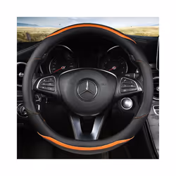 D Shape Car Steering Wheel Cover Leather for Golf K3 POLO JATTA Suzuki - O shape Orange