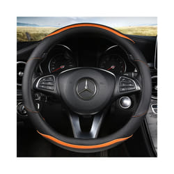 D Shape Car Steering Wheel Cover Leather for Golf K3 POLO JATTA Suzuki - O shape Orange