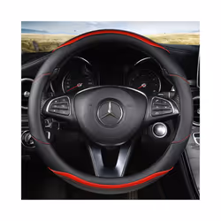 D Shape Car Steering Wheel Cover Leather for Golf K3 POLO JATTA Suzuki - O shape Red