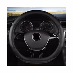 Car Steering Wheel Cover PU Leather for VW Golf Polo Passat Bora Touran - D shape Black