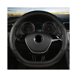 Car Steering Wheel Cover PU Leather for VW Golf Polo Passat Bora Touran - D shape Black