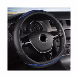 Car Steering Wheel Cover PU Leather for VW Golf Polo Passat Bora Touran - D shape Black