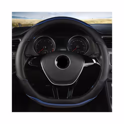 Car Steering Wheel Cover PU Leather for VW Golf Polo Passat Bora Touran - D shape Blue