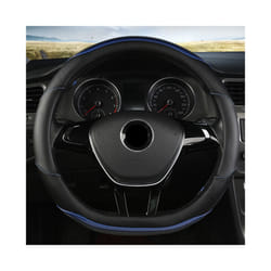 Car Steering Wheel Cover PU Leather for VW Golf Polo Passat Bora Touran - D shape Blue