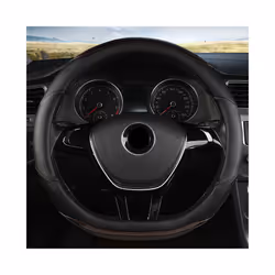 Car Steering Wheel Cover PU Leather for VW Golf Polo Passat Bora Touran - D shape Coffee