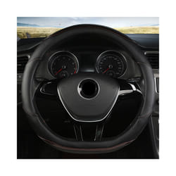 Car Steering Wheel Cover PU Leather for VW Golf Polo Passat Bora Touran - D shape Coffee