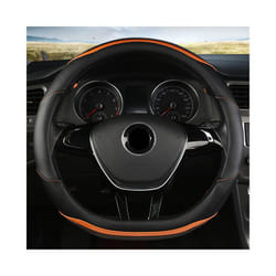 Car Steering Wheel Cover PU Leather for VW Golf Polo Passat Bora Touran - D shape Orange
