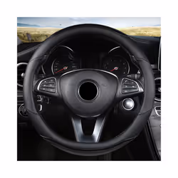 Car Steering Wheel Cover PU Leather for VW Golf Polo Passat Bora Touran - O shape Black